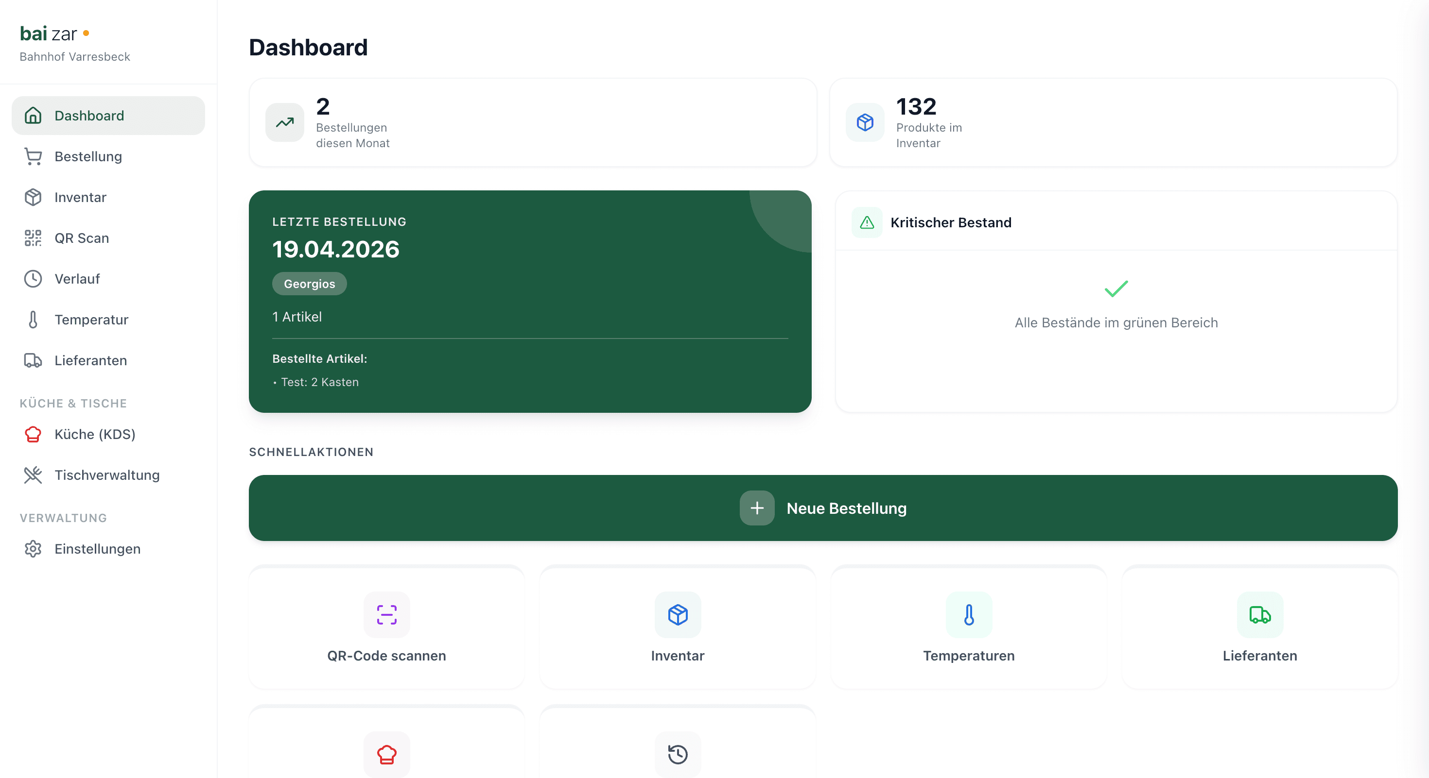 Baizar – Gastronomie SaaS Screenshot